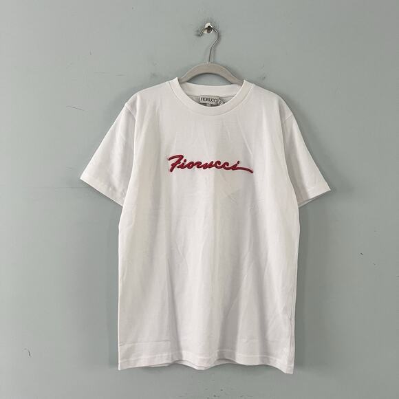 NWT Fiorucci Embroidered Squiggle Logo Relaxed White Tee Shirt - Picture 4 of 7
